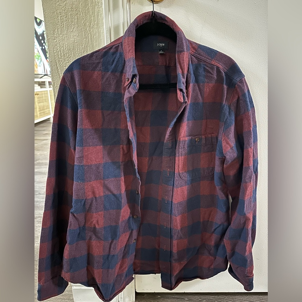 J. Crew Red and Blue Casual Button Down Shirt